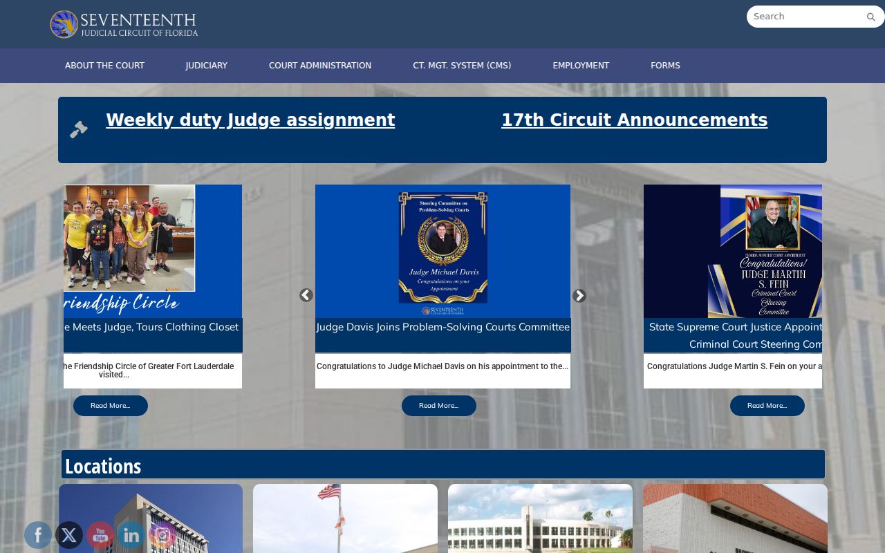 Seventeenth Judicial Circuit official Broward court website