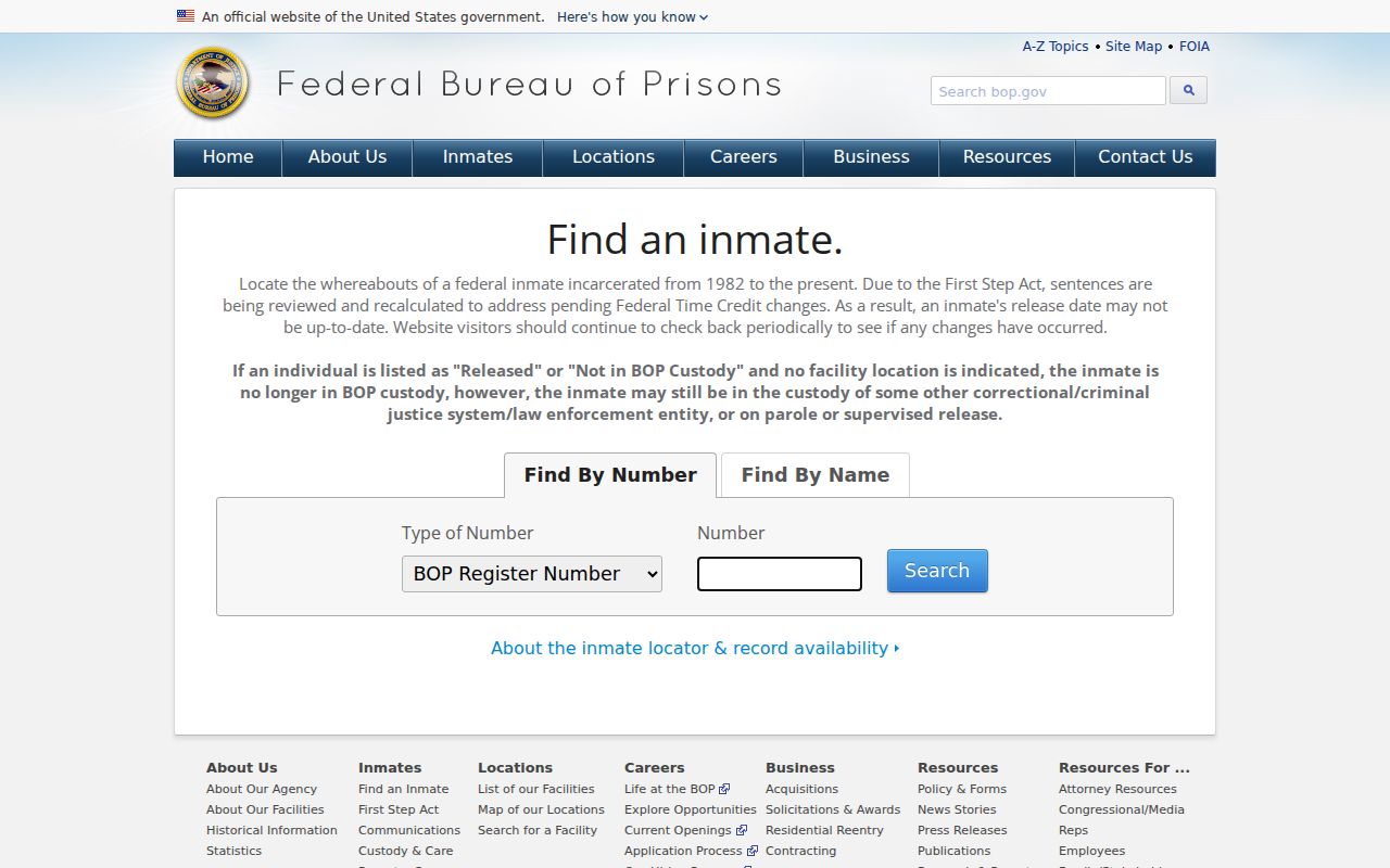 Broward County criminal records federal inmate locator fields
