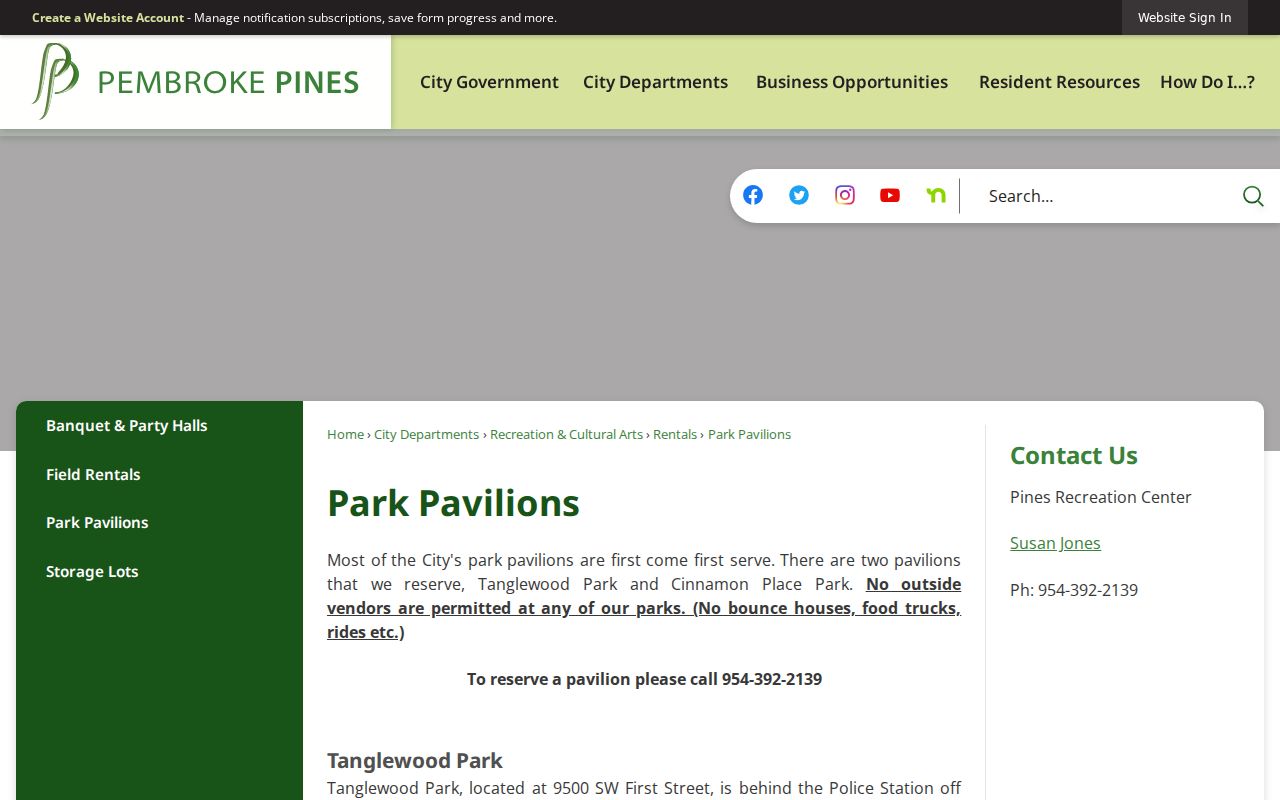 Pembroke Pines Police Records Unit criminal records page